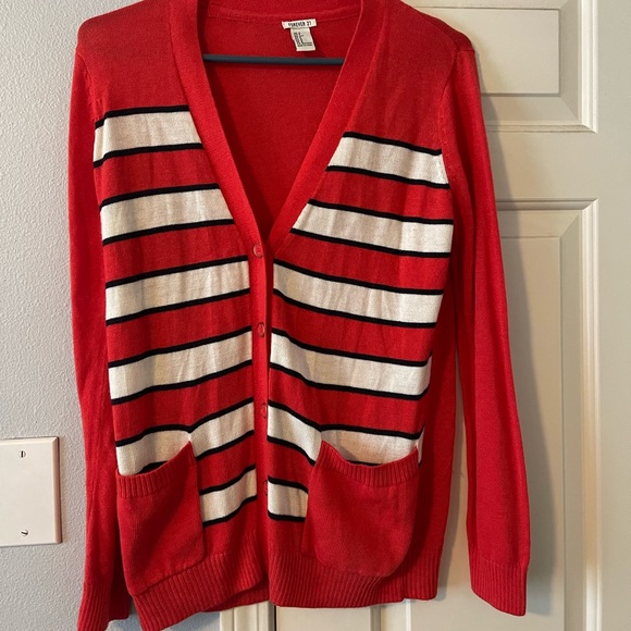 Forever 21 cardigan button up striped sweater - Picture 1 of 3